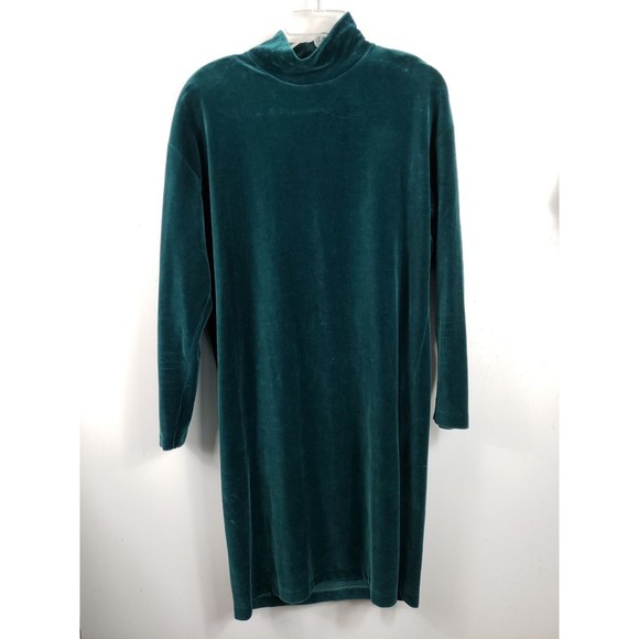 Lands' End | Intimates & Sleepwear | Vtg Lands End Dress Womens Med Velour  Velvet Mock Neck Long Sleeve Emerald Green | Poshmark